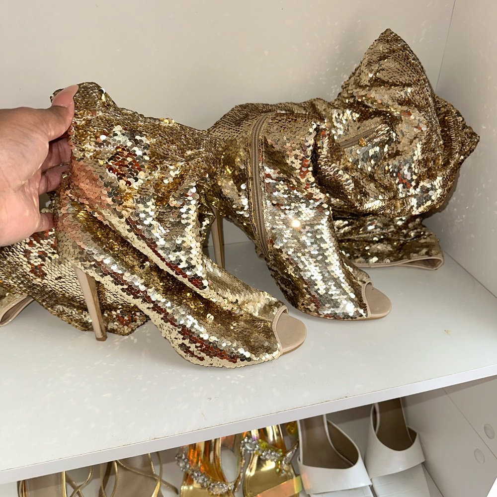 Gold Sequin Stiletto Heels